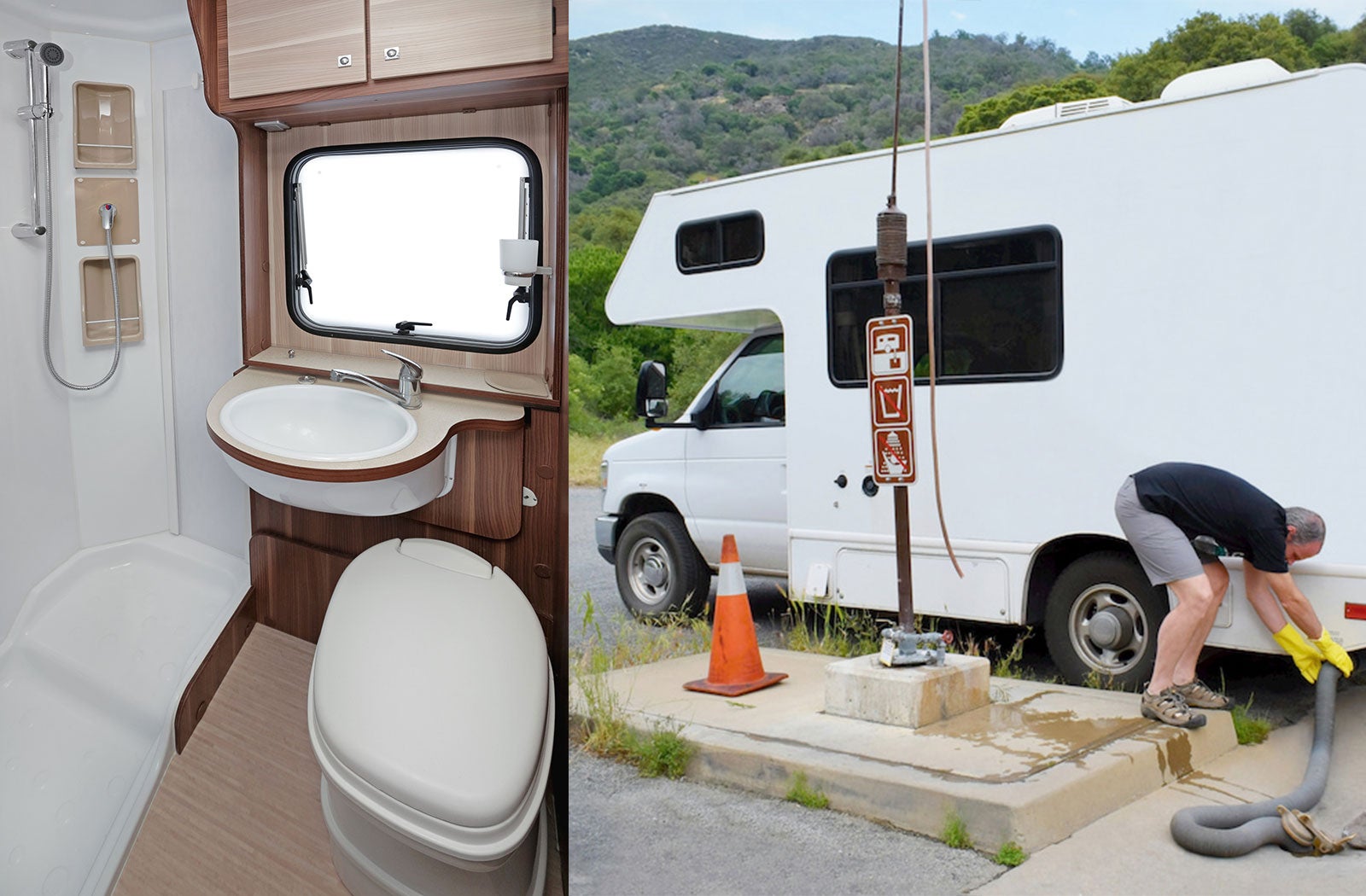 Portable RV/camper toilet and holding tank setup in Westminster, Maryland