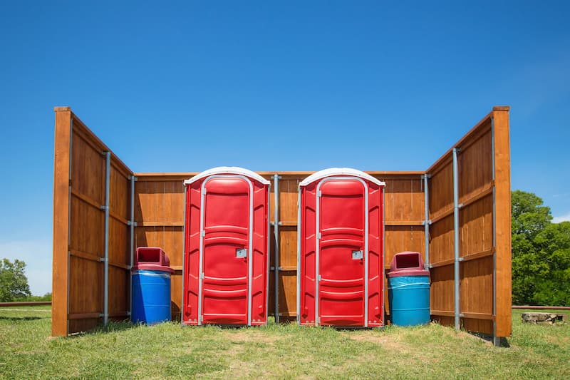 Short-term porta potty units staged for delivery in Westminster, Maryland
